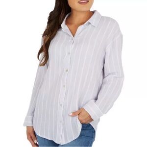 NWT Casa Cabana Women’s Lisa Long Sleeve Button Front Top Purple Size XL